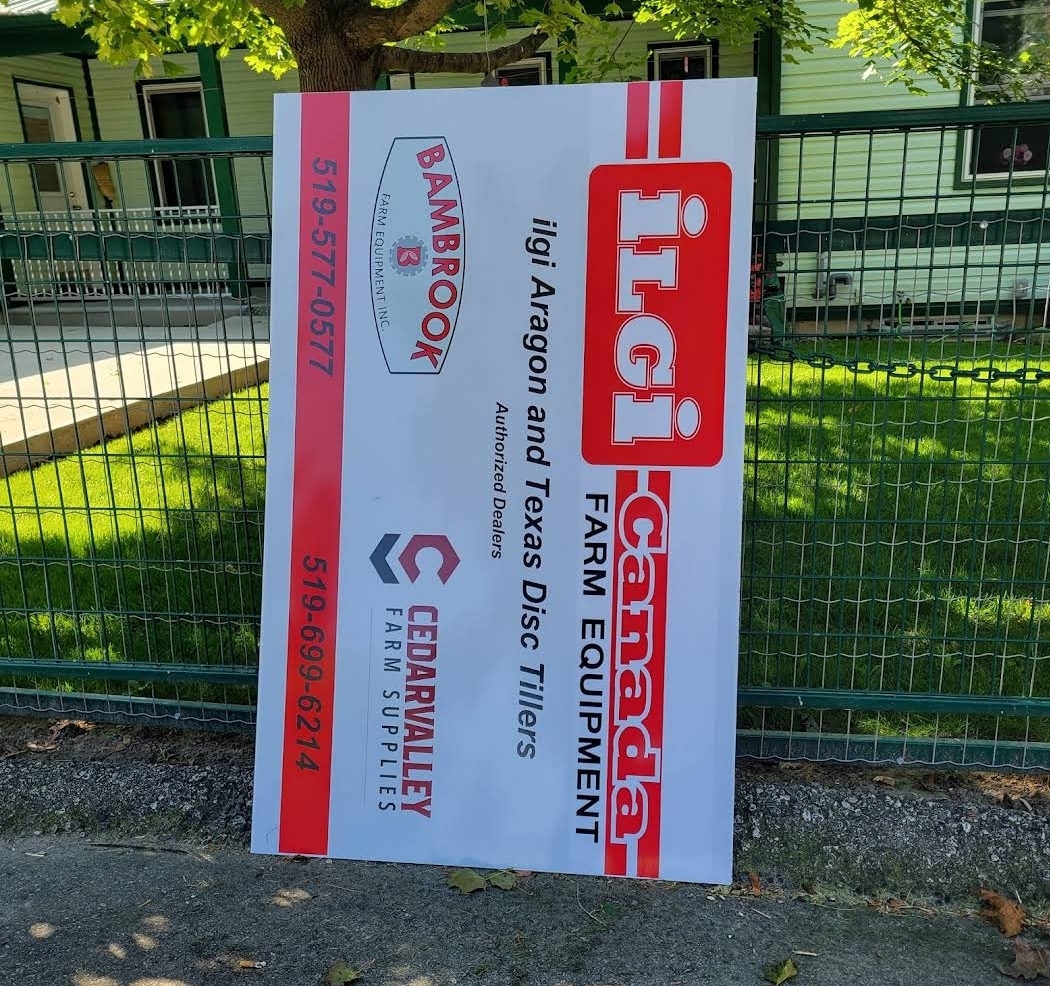 Printed ilgi Canada farm equipment dealer sign
